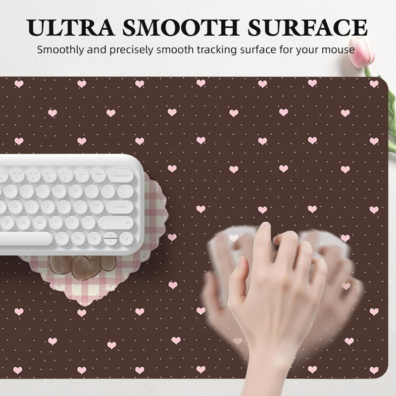 Mignon tapis de souris pour clavier de jeu brun Kawaii Bear Love Heart