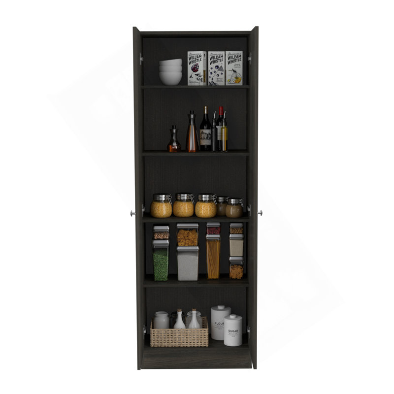 Armoire de rangement Pipestone, cinq tablettes, finition espresso / wengé noir, Noir