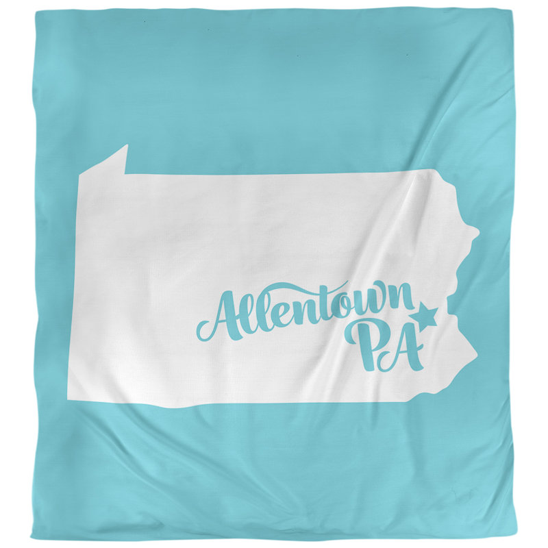 Housse de couette réversible Allentown Pennsylvania, Microfibre, Housse de couette pour grand lit, Bleu sarcelle