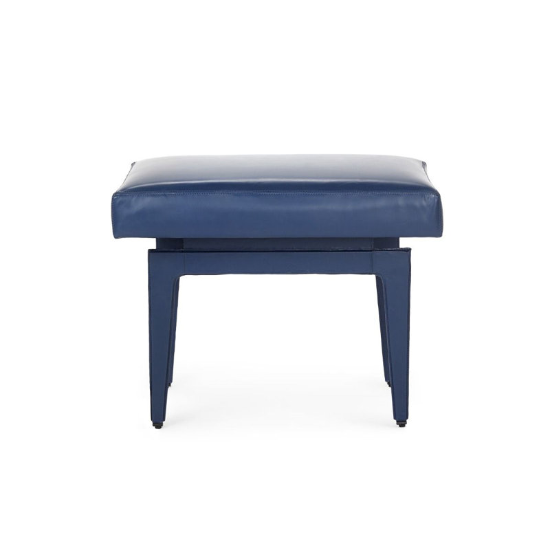 Winston Leather Accent Stool, Navy Blue