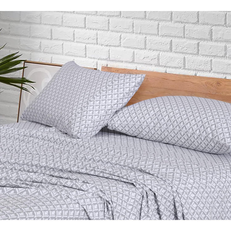 100% Cotton Sheets Sets Soft Crispy Percale Cooling Sheets 16 Inch Deep Pocket Bed Sheets, King Sheet Set with 2 Pillowcase