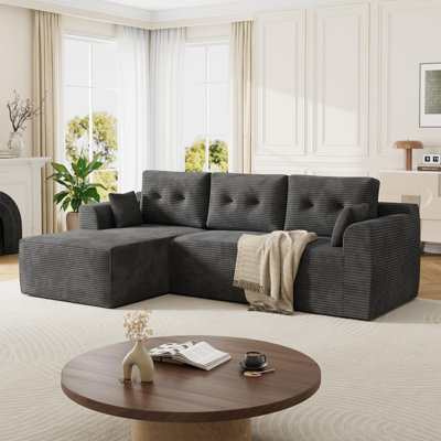  105'' Modular Sectional Sofa, Cloud Couch Sectional with Oversized Chaise, Soft Couch Sofa Bed for Living Room, No Assembly Required Sofa Bed with Deep Deat - Gray