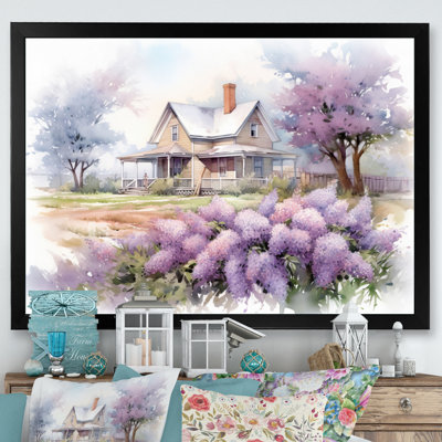 Mauve et gris lilas à la ferme - lilas, art mural encadré