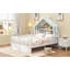 Lit maison moderne en bois massif avec tablette de rangement et auvent en tissu Elvon-126227808-126227809