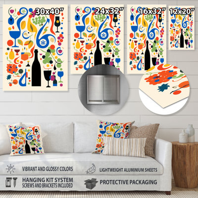 L'art du vin, illustration graphique - vin et champagne, décoration murale
