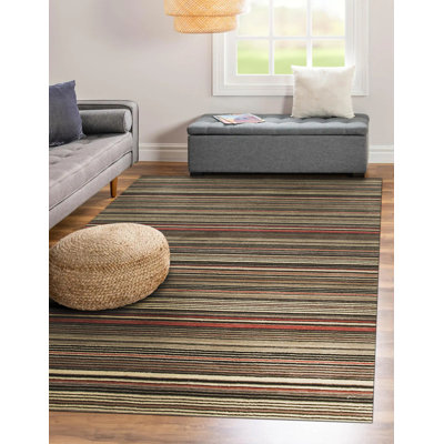 Galiano Black Handmade Wool Black/Charcoal Transitional Stripe Area Rug