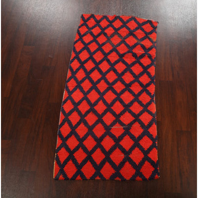 One-of-a-Kind 2'9" x 5'8" 1960s Runner Wool Area Rug in Red