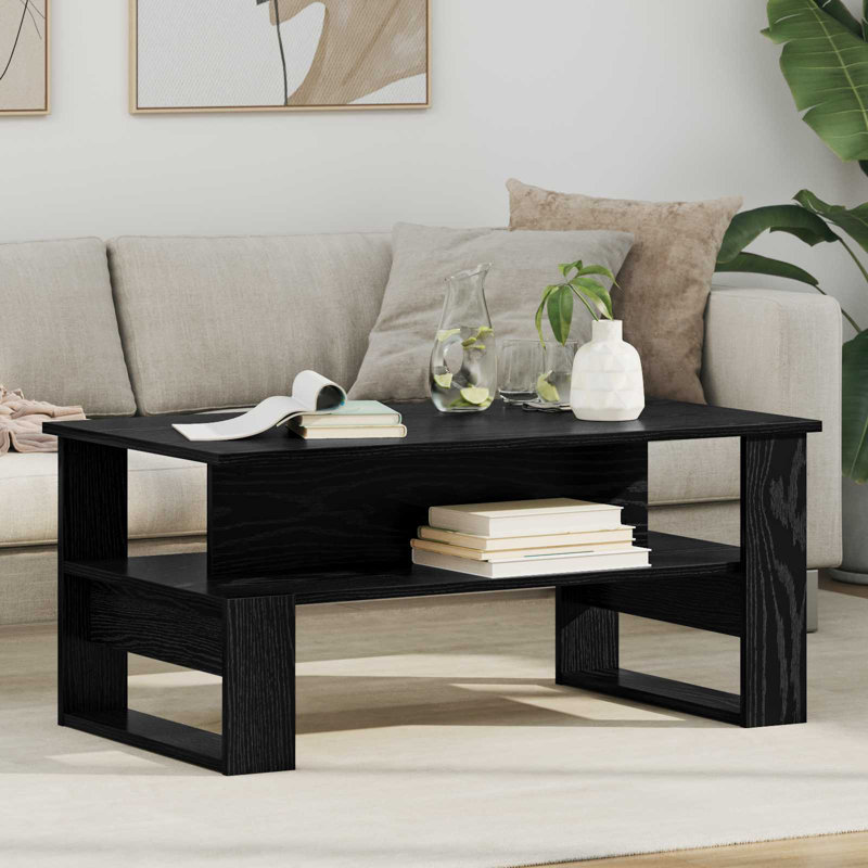 Coffee Table with Storage, Black Oak