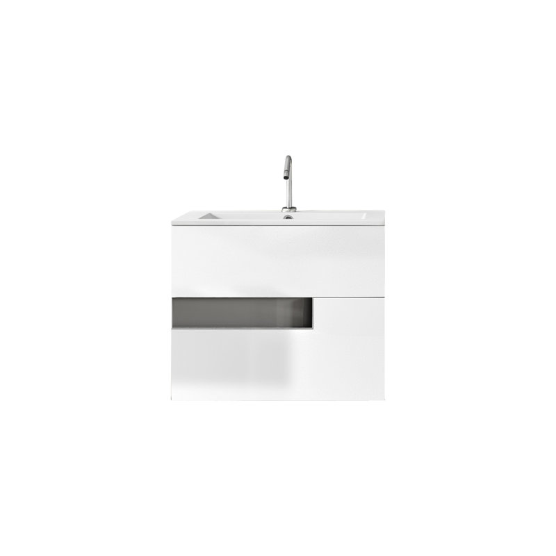 Ensemble de meuble-lavabo mural simple 40 po Malika, Blanc / Gris