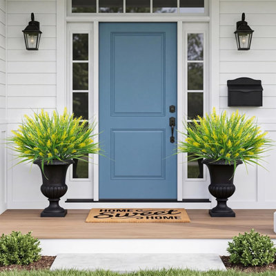 28 Bundles Artificial Faux Plants Flowers UV Resistant No-Fade, Adjustable Height Fake Greenery Indoor & Outdoor Decor for Window Garden Porch Patio Pathway Hanging Planter Front Yard