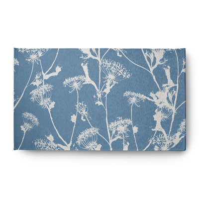 Tapis intérieur / extérieur en chenille tissé à la machine Zye bleu / blanc