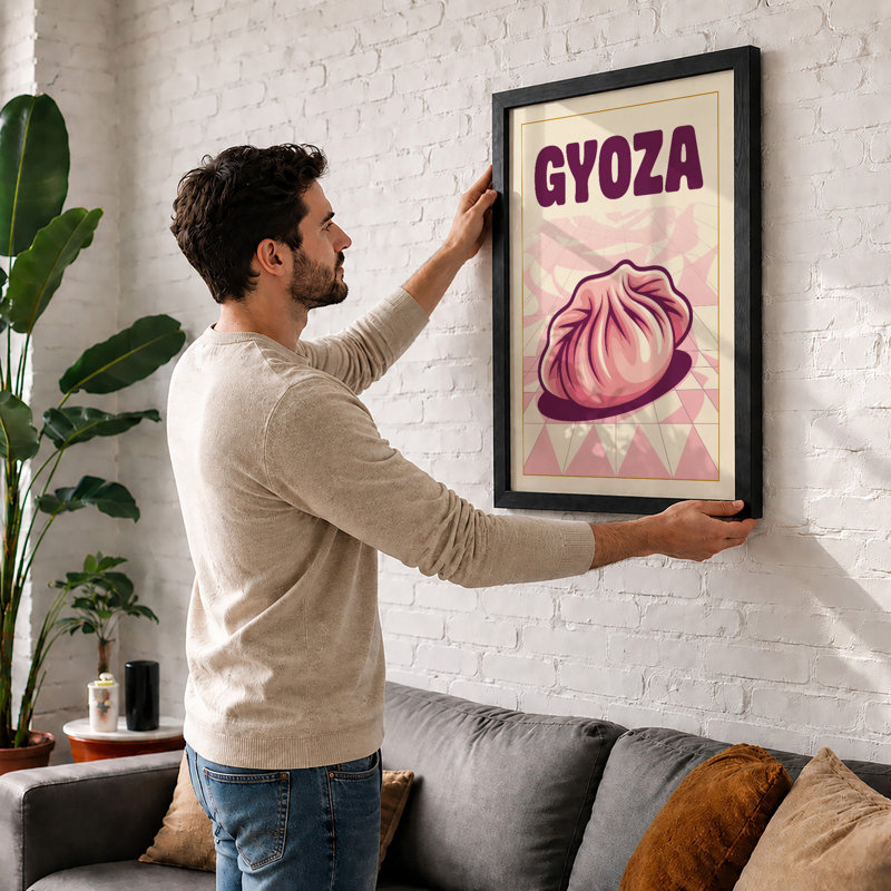 Gyoza Poster Modern - Framed Print, Oak, A3 - 42.0 x 29.7 cm