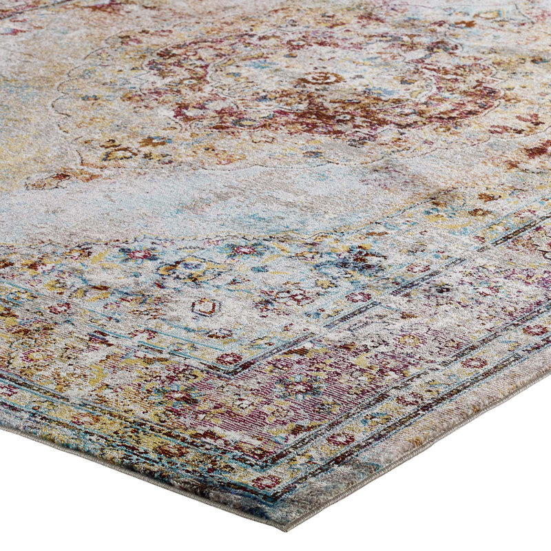 Multicolor Synthetic Persian Medallion 4' x 6' Area Rug