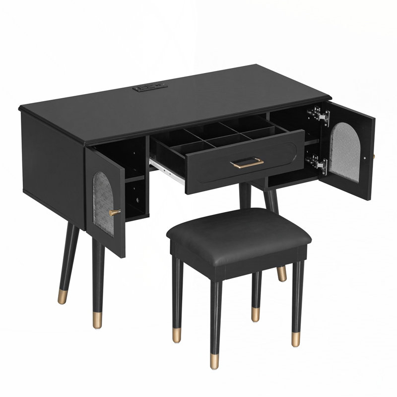 Ensemble de coiffeuse et coiffeuse Elegant, Noir