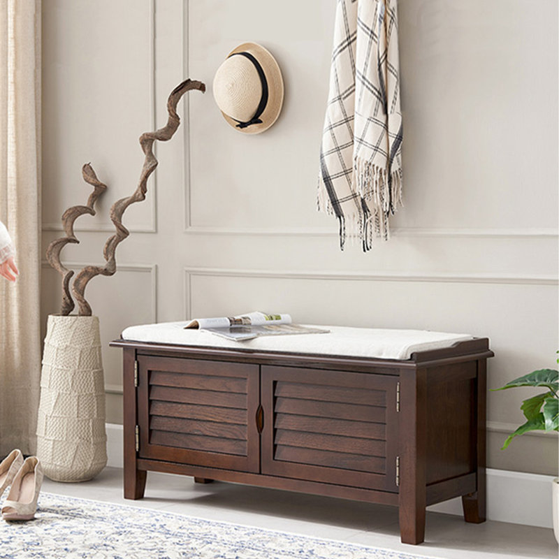  Banc de rangement pour chaussures en tissu noyer, Brun et blanc