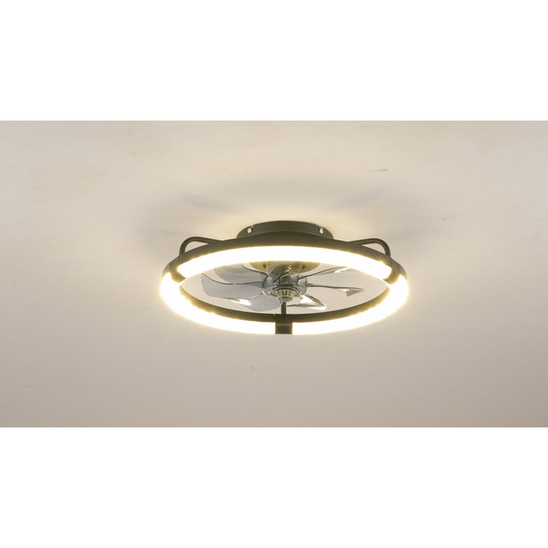 Ventilateurs de plafond de 20 po avec ensemble, source de lumière DEL et télécommande, ventilateur DEL encastré moderne à intensité variable 3000-6500K, 6 vitesses, moteur à courant continu silencieux pour le salon, la chambre à coucher, la cuisine