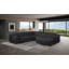 Canapé modulaire noir en cuir véritable 5 pièces faisant face à droite avec 2 fauteuils inclinables électriques et appuis-tête réglables-130703044-130703042