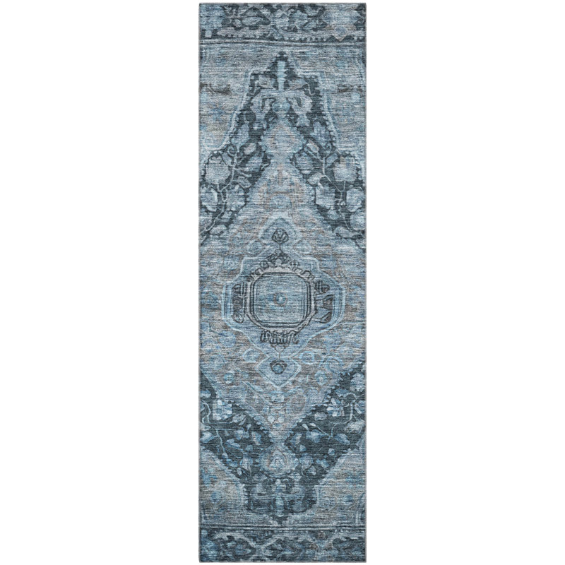 Premium Machine Washable Lubbers AMF1761 Border Rug, Runner 2'3" x 7'6"