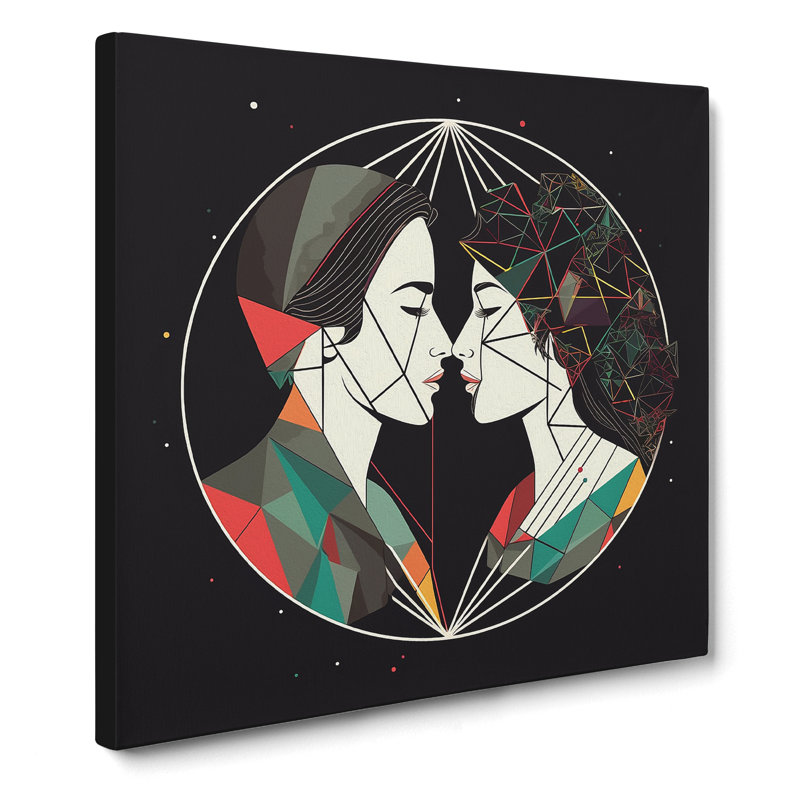 Lovers Geometric No.2 - Wrapped Canvas, 35cm H x 35cm W x 3cm D
