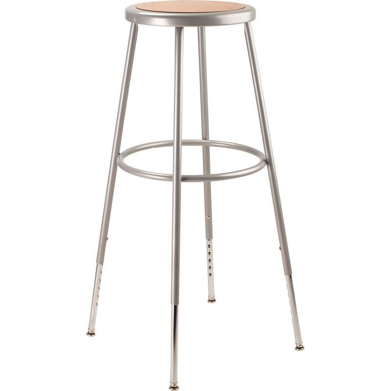 Adjustable Height Ergonomic Lab Stool with Footring, Gray, 39"