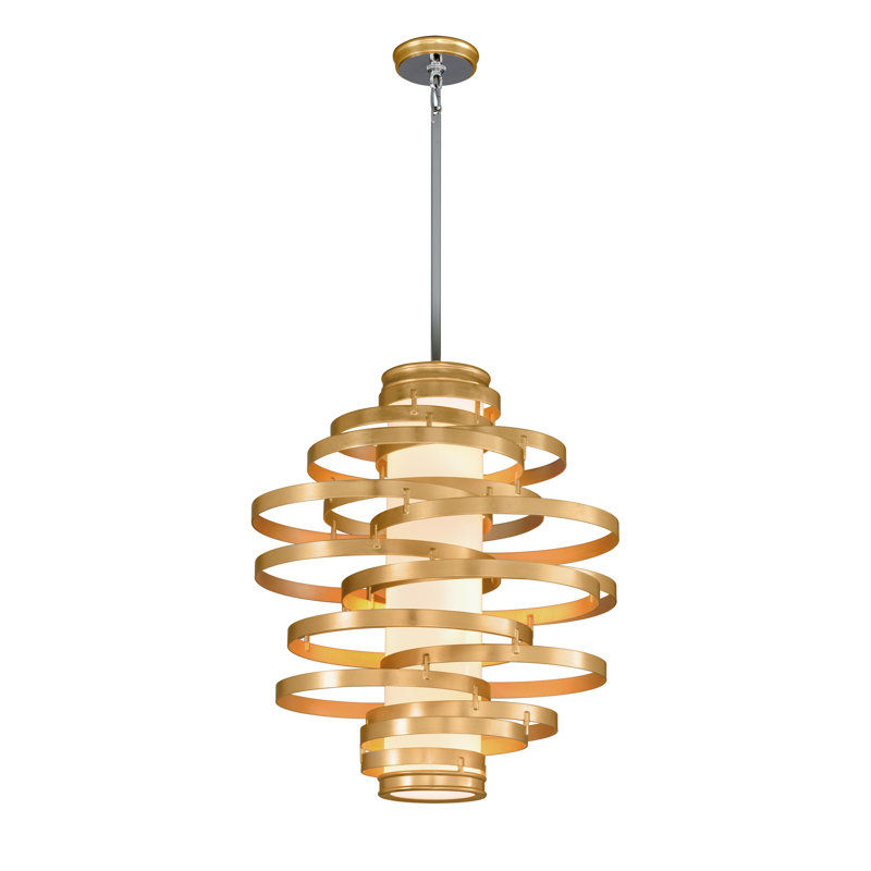 Gold Leaf Twisted Metal Geometric LED Chandelier