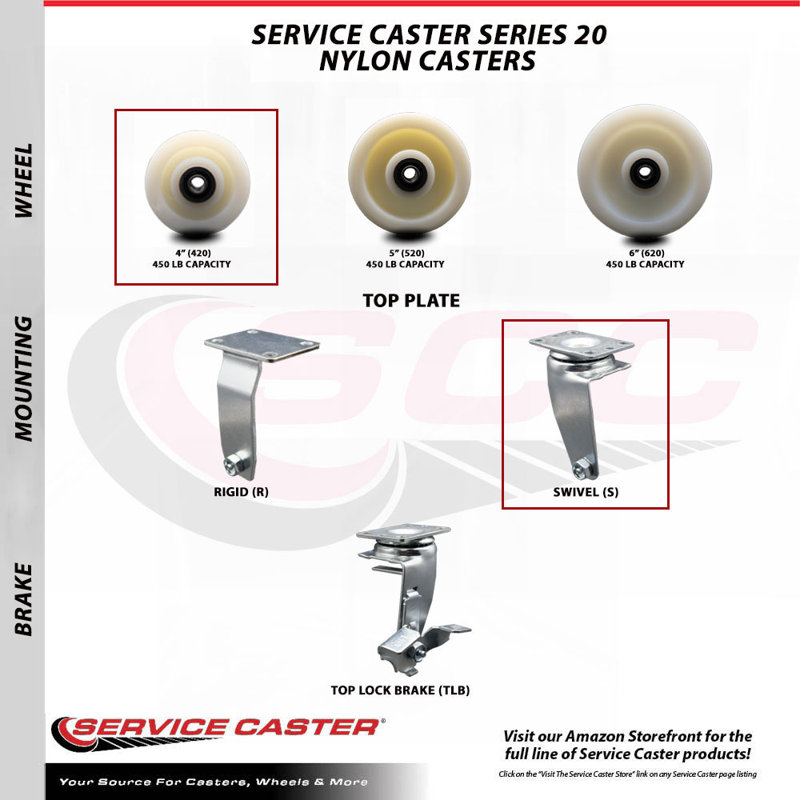 4 Inch Nylon Wheel Swivel Caster with Ball Bearing Service Caster