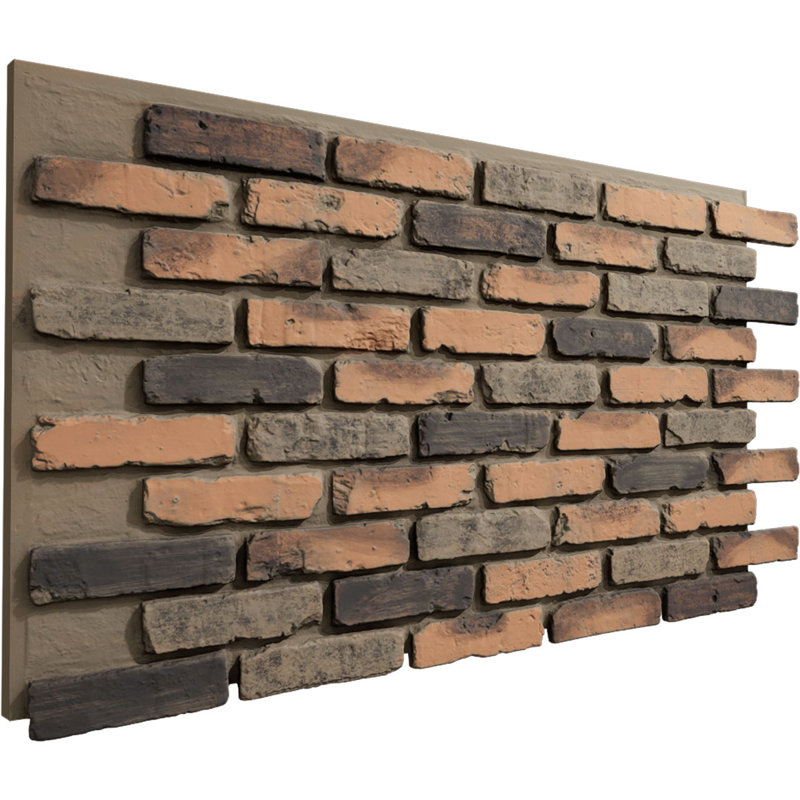EverStone Aged Brick Faux Brick Panel, 46 7/8"W x 27"H x 1 1/4"D, Limewashed Colour, Alamo