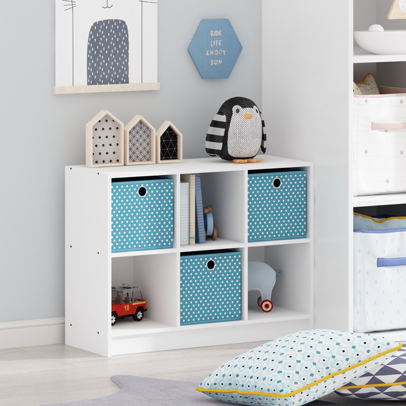 Bibliothèque à cubes H 23,7 "x l 31,6", Blanc / bleu clair