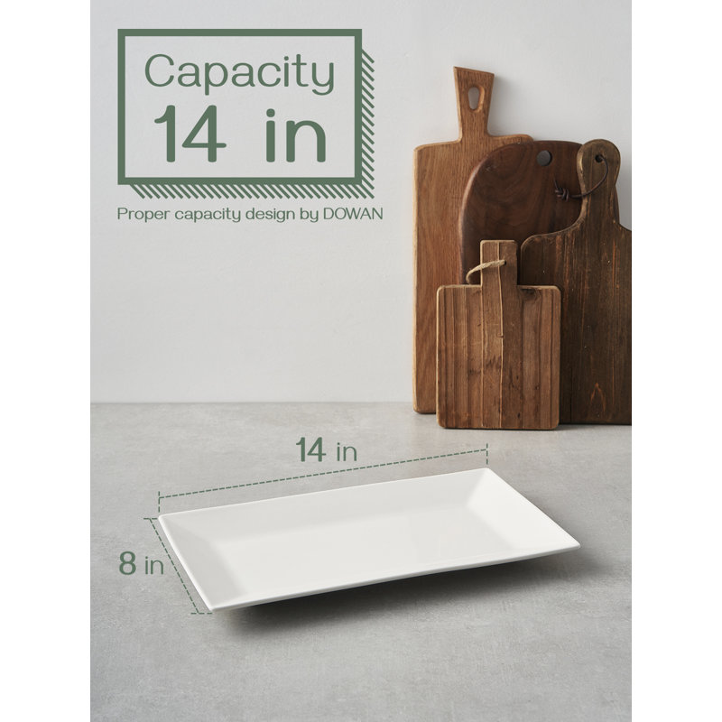 Dowan 14" Rectangular Ceramic Serving Platter Set - 4 Pieces
