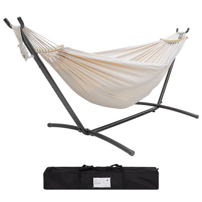 Double hamac avec support en acier d'une capacité de 450 lb, sac de transport de qualité supérieure inclus et deux poutres d'équilibre anti-roulis, Ttropical