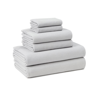 Ensemble de 6 rayures en tissu tissé gaufré Town & Country Country, 6 pièces, 2 serviettes, 2 lavages, 2 lavages, 100% coton, séchage rapide