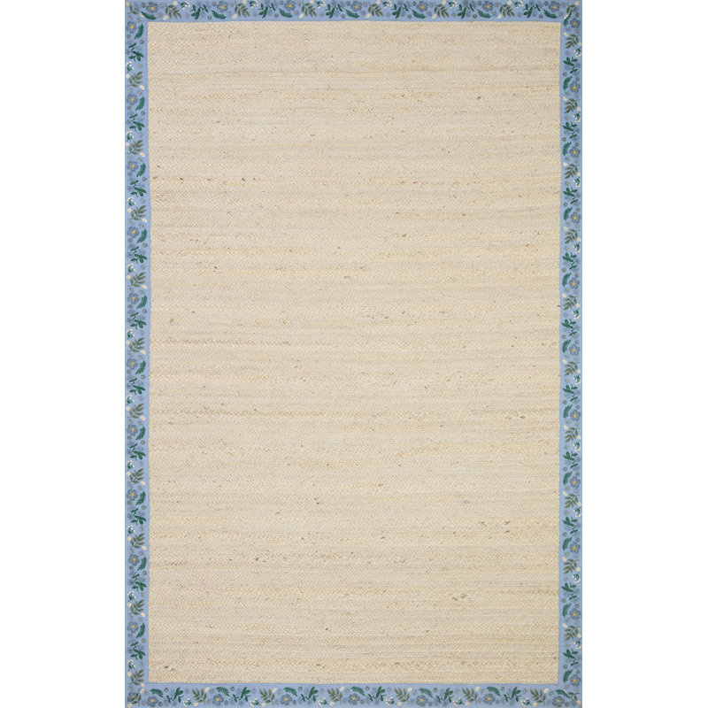 Rifle Paper Co. x Loloi Costa COS-01 Beige/Periwinkle Rug, Rectangle 2' x 5'