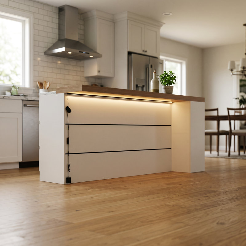 82.7"W Large Kitchen Island With LED Light