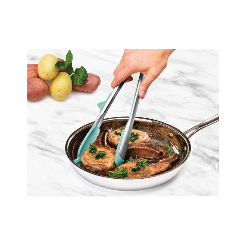 Silicone Tip Top Tongs - Light Aqua, White