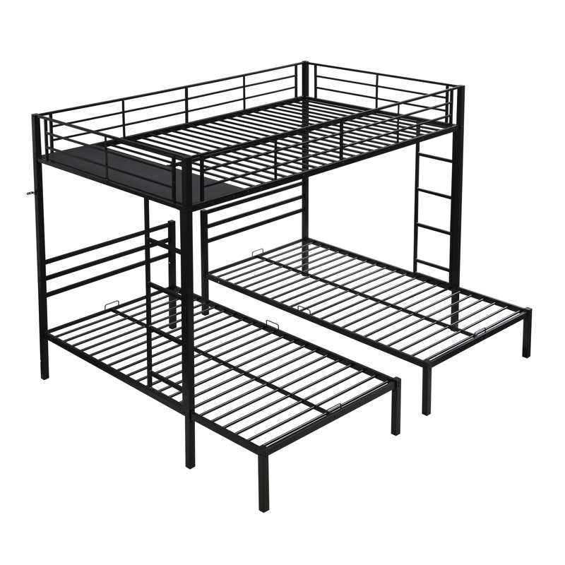 Lit superposé avec échelle verticale, lit à structure en métal avec barrière de sécurité