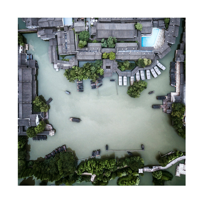 Art sur toile, ville ancienne Zeng, H 14 po x l 14 po