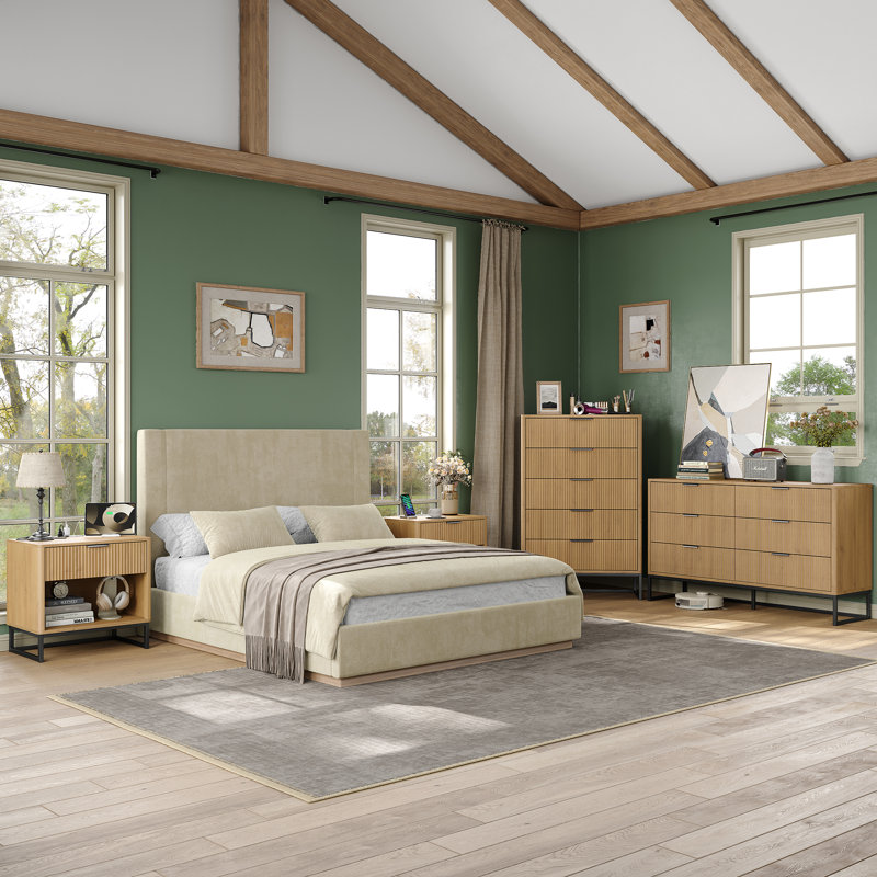 Ensemble de chambre à coucher 3 pièces Northfield, 3 pièces: table de chevet, 2 commodes