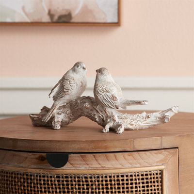 Figurine L 9,5 po oiseaux blancs délavés