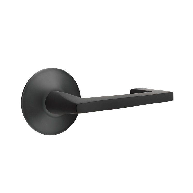 Argos Flat Passage (Hall & Closet) Door Lever with Round Rosette, Flat Black, Right