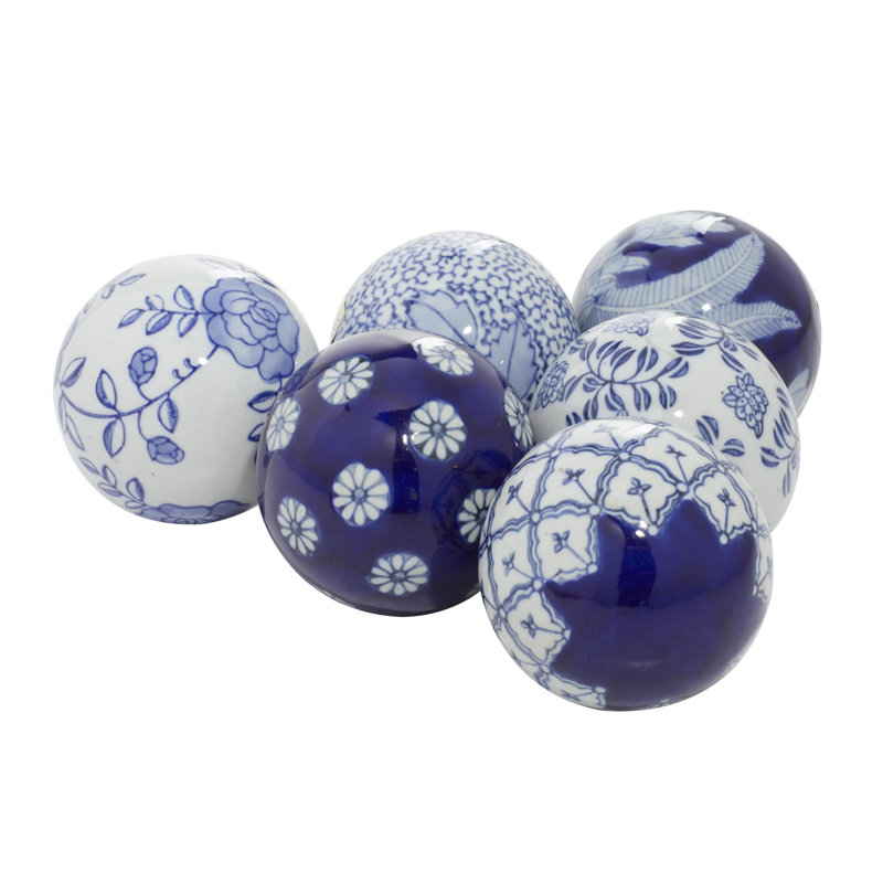 Ceramic Handmade Glossy Decorative Ball Floral Orbs & Vase Filler with Varying Patterns