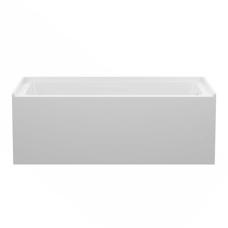 60" Acrylic Alcove Soaking Bathtub With Skirt - Glossy White, Back-To-Wall Design, Chrome Hand-Twist Drain