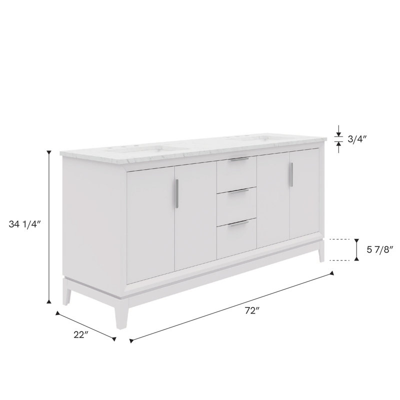 Elizabeth 72'' W Double Vanity, White