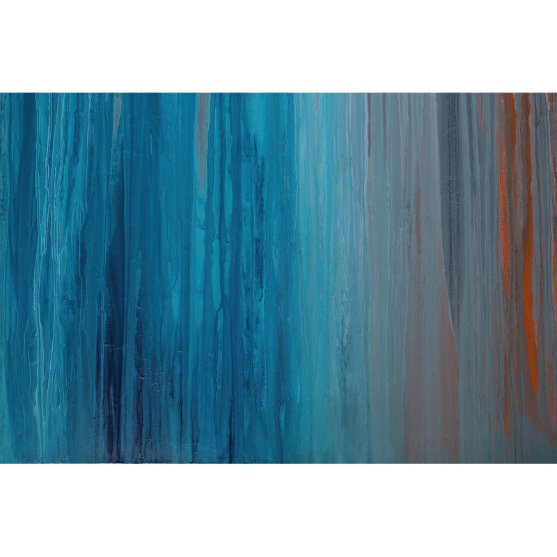 Drenched In Teal II by Teodora Guererra - Wrapped Canvas Painting, 30cm H x 46cm W x 3.8cm D