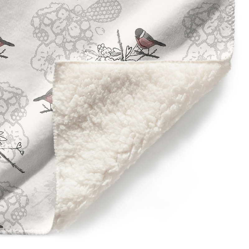 Couverture sherpae douce hawthorn rosé oiseaux, l 68 po x L 80 po