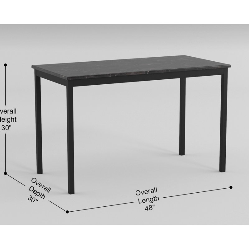 4 tables de salle à manger avec surface en faux marbre noir et plateau en métal pour 4 personnes