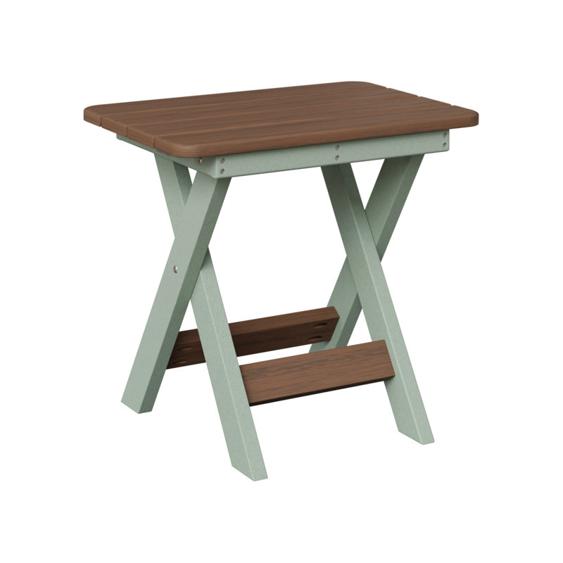 Berlin Gardens Folding End Table, Brazilian Walnut, Seafoam
