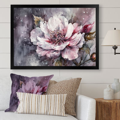Pivoines roses et vertes sur une branche I - impression