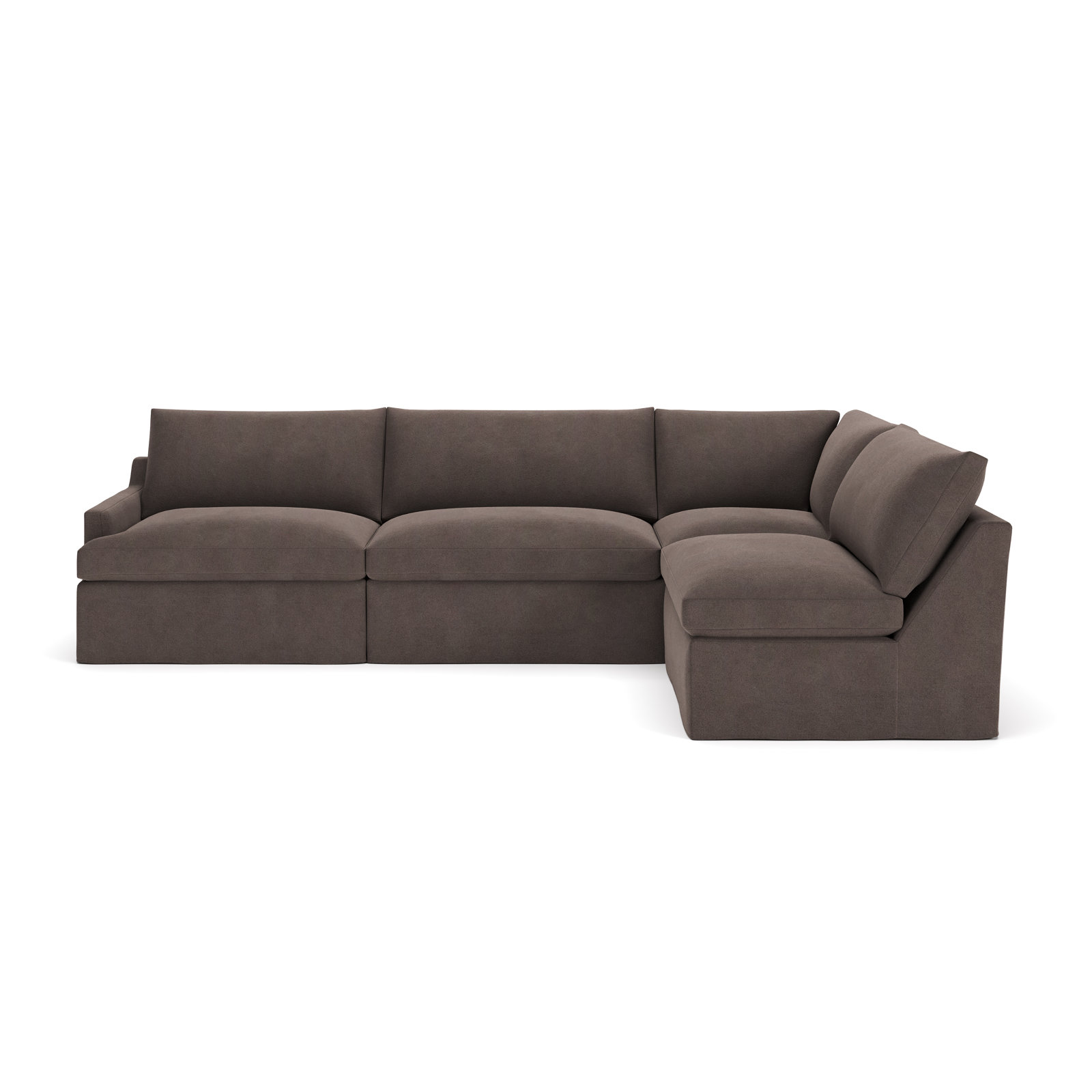 Wrenley 4-Piece Modular Sectional, Bella Ash Performance Velvet, Right Hand Facing