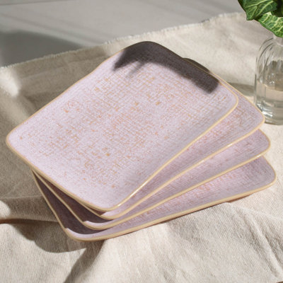 Ensemble de 4 assiettes à dîner en grès de style commercial allant au lave-vaisselle 10,63 po Litchi