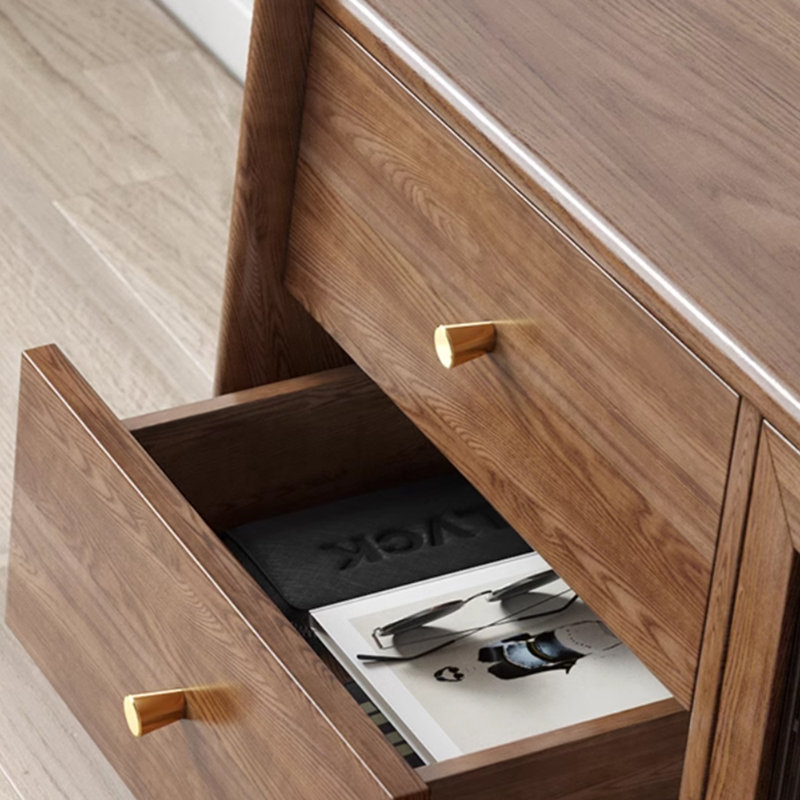 Meuble télé en bois massif de style rétro, 70.86"